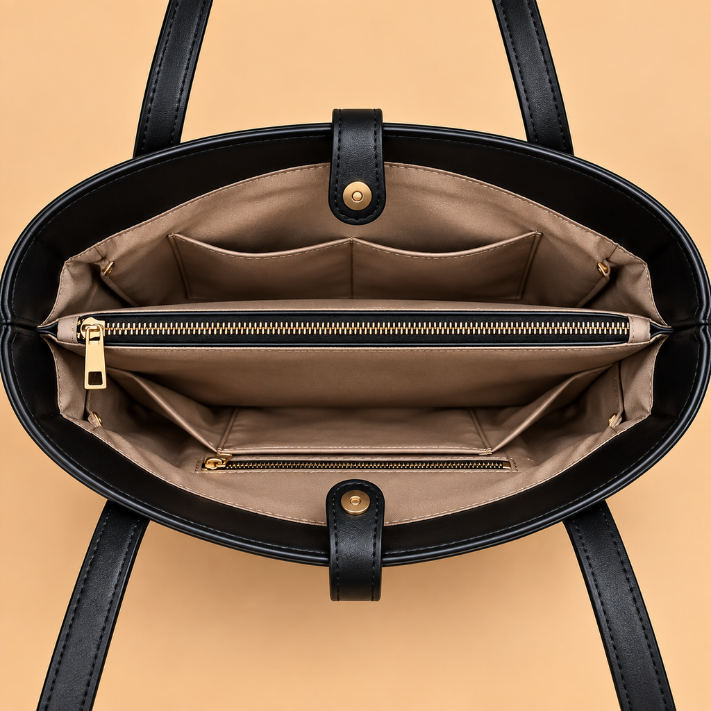Women's Leather Shoulder Bag - Black