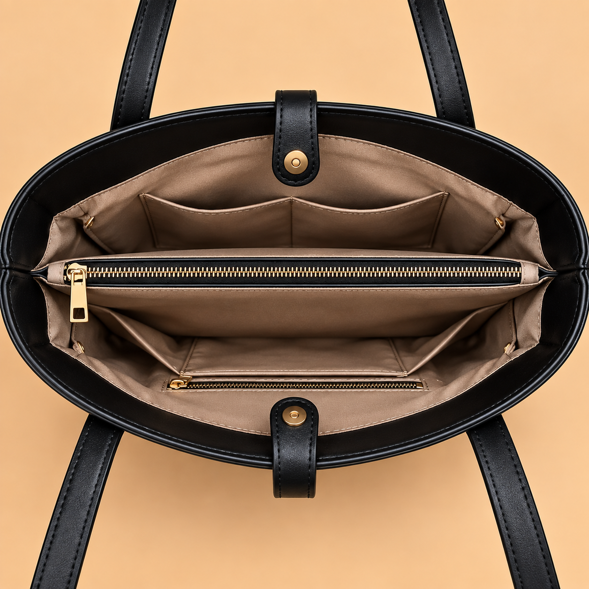 Women's Leather Shoulder Bag - Black