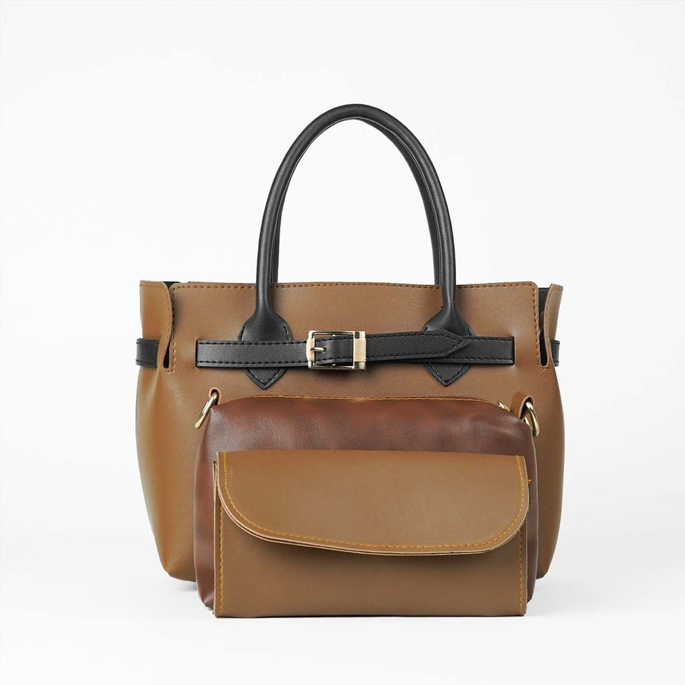 Women's 3-Piece Handbag Set – Handbag, Pouch, Clutch & Long Strap