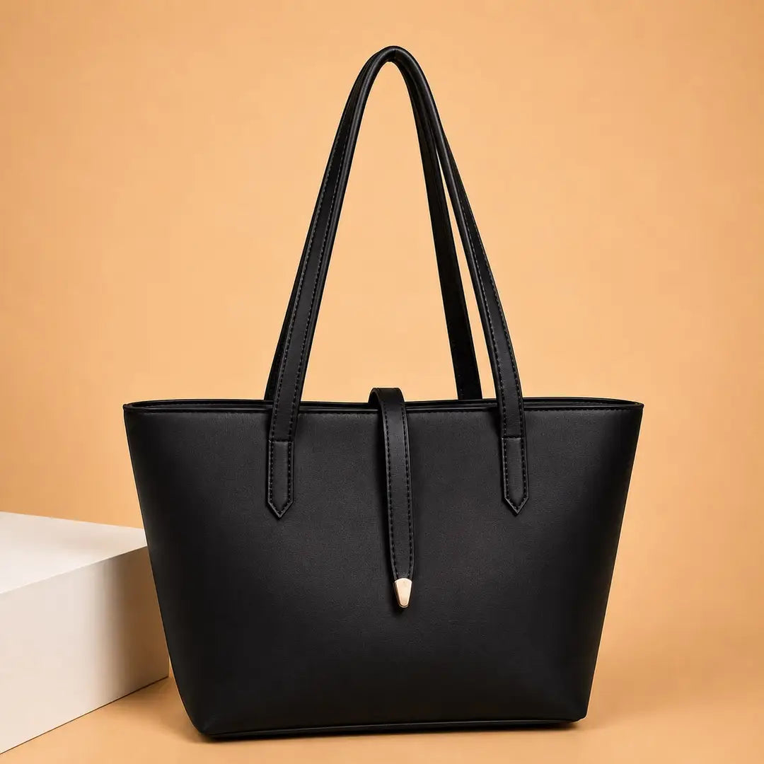 Women's Leather Shoulder Bag - Black