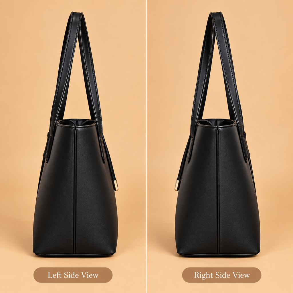 Women's Leather Shoulder Bag - Black