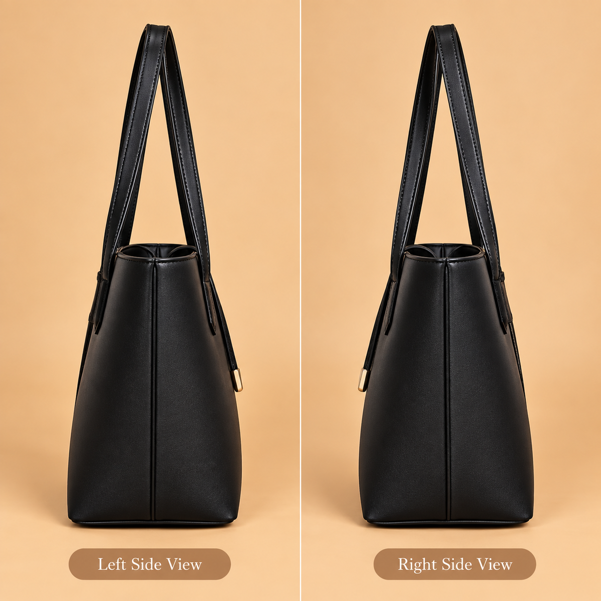 Women's Leather Shoulder Bag - Black