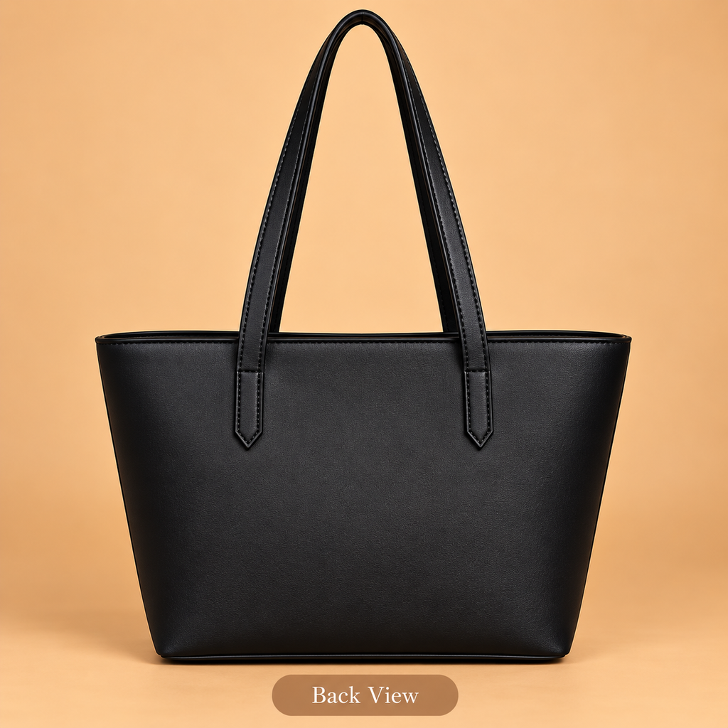 Women's Leather Shoulder Bag - Black